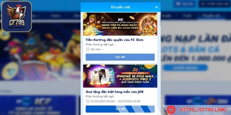 Khuyến mãi tại CF789 vô cùng phong phú