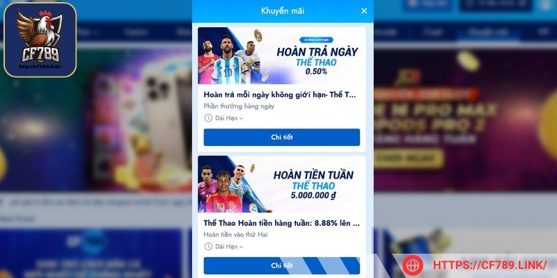 Khuyến mãi CF789 - Hoàn trả hấp dẫn khi chơi thể thao